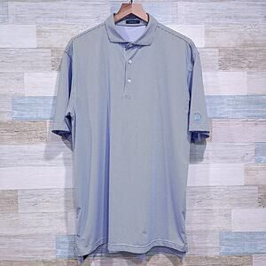 TURTLESON Performance Golf Polo Blue White Diamond Check Country Club Mens Large